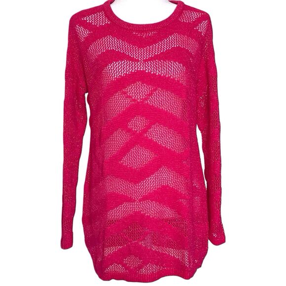 SOFT SURROUNDINGS Sweater Top Cover-Up Size Medium Crochet Fuchsia Pink EUC - Picture 2 of 16